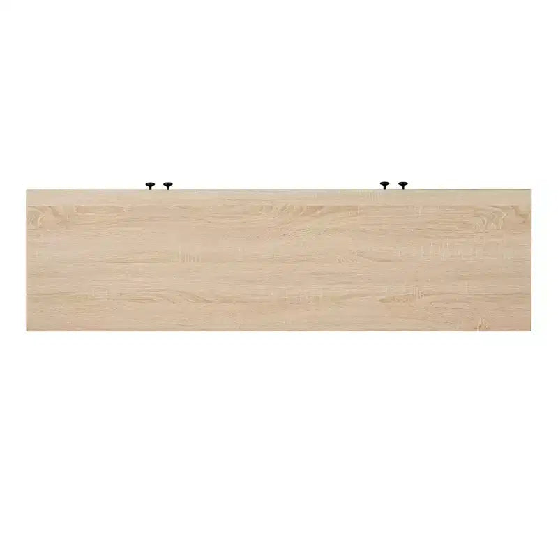 JVNOXK Meuble TV moderne du milieu du siècle de 56 pouces, centre de divertissement avec étagères ouvertes, pieds fuselés, portes d'armoire à boutons ronds, naturel