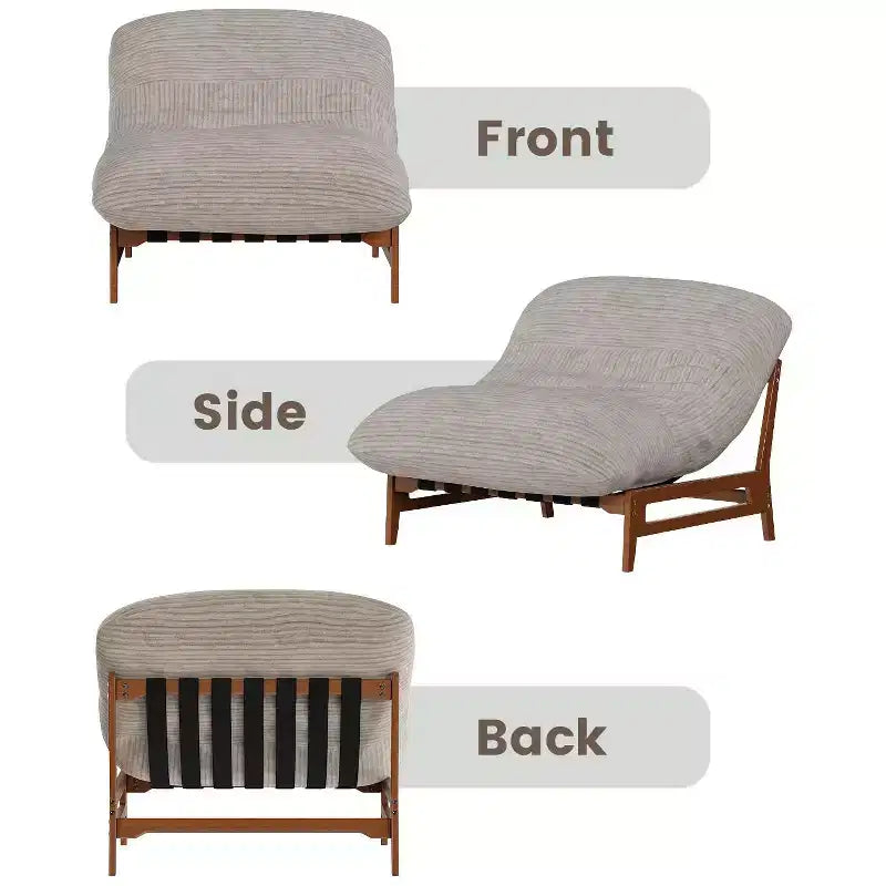 TYBOATLE Fauteuil relax en bois massif, grand canapé de sol en velours côtelé pour adultes, chaise longue ergonomique pour la lecture, idéal pour le salon et la chambre à coucher
