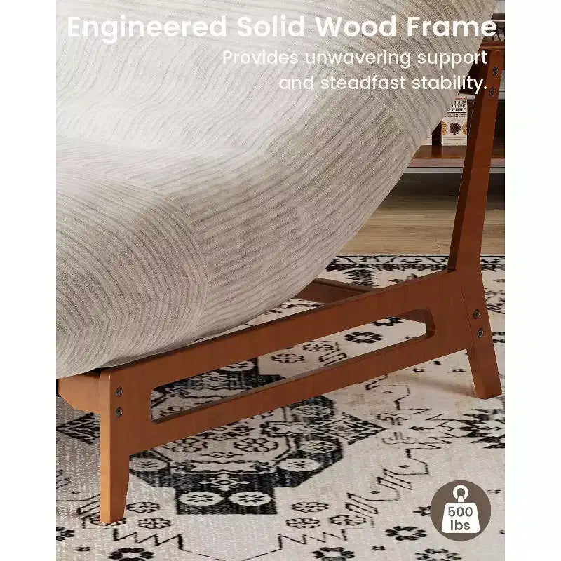 TYBOATLE Fauteuil relax en bois massif, grand canapé de sol en velours côtelé pour adultes, chaise longue ergonomique pour la lecture, idéal pour le salon et la chambre à coucher