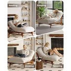 TYBOATLE Fauteuil relax en bois massif, grand canapé de sol en velours côtelé pour adultes, chaise longue ergonomique pour la lecture, idéal pour le salon et la chambre à coucher