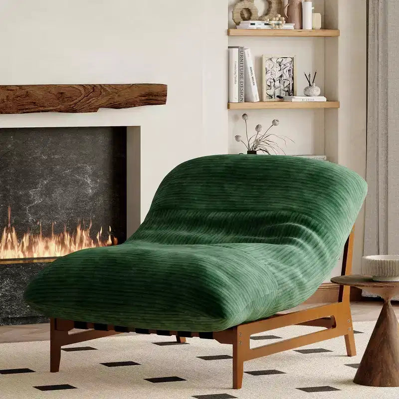 TYBOATLE Fauteuil relax en bois massif, grand canapé de sol en velours côtelé pour adultes, chaise longue ergonomique pour la lecture, idéal pour le salon et la chambre à coucher