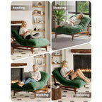 TYBOATLE Fauteuil relax en bois massif, grand canapé de sol en velours côtelé pour adultes, chaise longue ergonomique pour la lecture, idéal pour le salon et la chambre à coucher