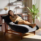 TYBOATLE Fauteuil relax en bois massif, grand canapé de sol en velours côtelé pour adultes, chaise longue ergonomique pour la lecture, idéal pour le salon et la chambre à coucher