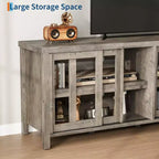 Meuble TV pour 65 pouces avec centre de divertissement - Meuble de rangement, 4 portes coulissantes en verre, console multimédia moderne du milieu du siècle, salon et chambre