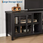 Meuble TV pour 65 pouces avec centre de divertissement - Meuble de rangement, 4 portes coulissantes en verre, console multimédia moderne du milieu du siècle, salon et chambre