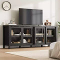 TV Stand for 65 Inch with Entertainment Center - Storage Cabinet, 4 Sliding Glass Doors, Mid Century Modern Media Console, Living Room and Bedroom