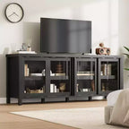 TV Stand for 65 Inch with Entertainment Center - Storage Cabinet, 4 Sliding Glass Doors, Mid Century Modern Media Console, Living Room and Bedroom