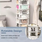 Tour de rangement rotative pour chaussures, organisateur de chaussures rotatif à 360° à 7 niveaux, rangement de chaussures autoportant, peut contenir jusqu'à 28 paires, blanc