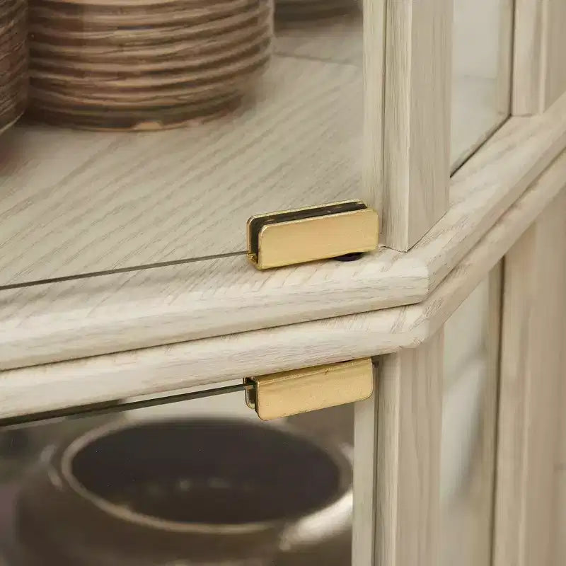 Vitrine d'angle éclairée avec étagères en verre réglables et dispositif anti-basculement pour collections d'antiquités