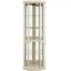 Vitrine d'angle éclairée avec étagères en verre réglables et dispositif anti-basculement pour collections d'antiquités