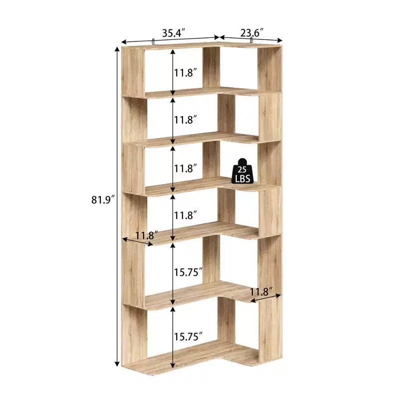 Étagère d'angle 6 niveaux emboîtable en bois clair Famapy