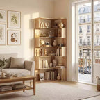 Étagère d'angle 6 niveaux emboîtable en bois clair Famapy