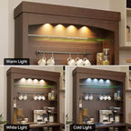 Meuble de bar à café de 72 po de hauteur de style campagnard, buffet de rangement pour garde-manger de cuisine avec étagères réglables, vaisselier