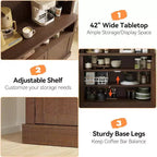 Meuble de bar à café de 72 po de hauteur de style campagnard, buffet de rangement pour garde-manger de cuisine avec étagères réglables, vaisselier