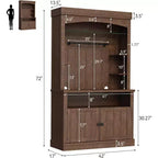 Meuble de bar à café de 72 po de hauteur de style campagnard, buffet de rangement pour garde-manger de cuisine avec étagères réglables, vaisselier