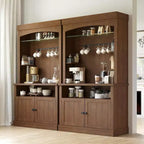 Meuble de bar à café de 72 po de hauteur de style campagnard, buffet de rangement pour garde-manger de cuisine avec étagères réglables, vaisselier