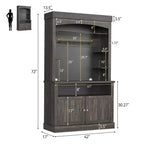 Meuble de bar à café de 72 po de hauteur de style campagnard, buffet de rangement pour garde-manger de cuisine avec étagères réglables, vaisselier