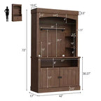 Meuble de bar à café de 72 po de hauteur de style campagnard, buffet de rangement pour garde-manger de cuisine avec étagères réglables, vaisselier