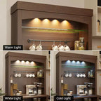 Meuble de bar à café de 72 po de hauteur de style campagnard, buffet de rangement pour garde-manger de cuisine avec étagères réglables, vaisselier