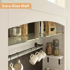 Meuble de bar à café de 72 po de hauteur de style campagnard, buffet de rangement pour garde-manger de cuisine avec étagères réglables, vaisselier