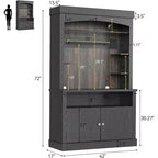 Meuble de bar à café de 72 po de hauteur de style campagnard, buffet de rangement pour garde-manger de cuisine avec étagères réglables, vaisselier