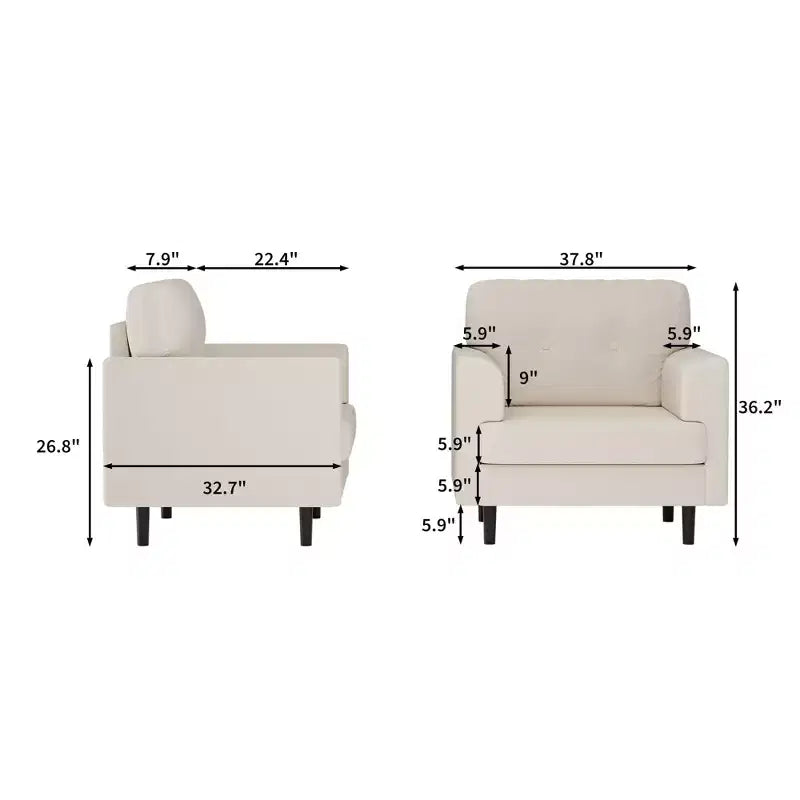 Fauteuil d'appoint surdimensionné, Fauteuil de salon rembourré, Fauteuil de canapé individuel, Fauteuil de lecture confortable pour appartement, chambre, bureau