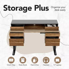 Bureau Debout Électrique Réglable en Hauteur 55 Pouces avec Rangement, Bureau Assis-Debout avec 6 Tiroirs, Poste de Travail Informatique pour Bureau à Domicile avec Support Moniteur