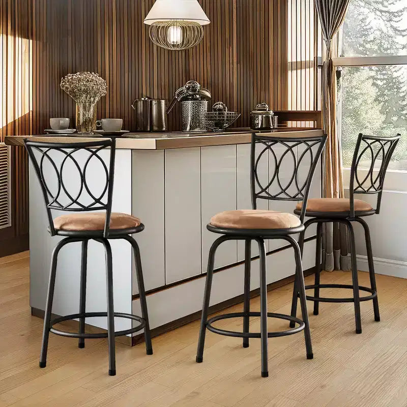 Tabouret de bar Venetta à dossier volute - Lot de 3 - Noir - iNSPIRE Q