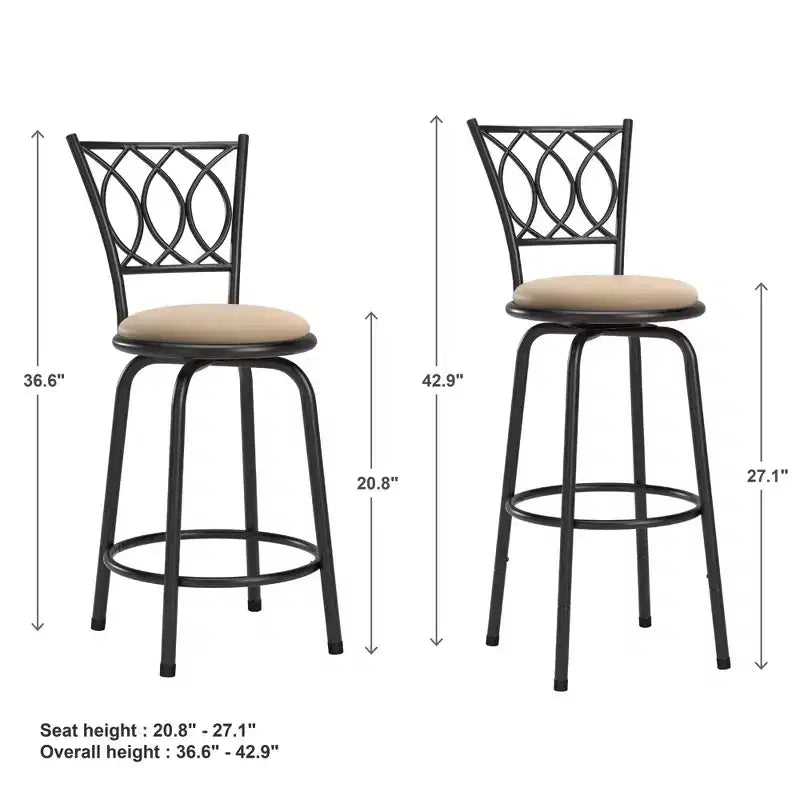 Tabouret de bar Venetta à dossier volute - Lot de 3 - Noir - iNSPIRE Q