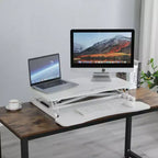 JVNOXK Convertisseur de bureau 32 pouces à hauteur réglable, bureau assis-debout, poste de travail informatique double moniteur, bureau debout avec large support de clavier