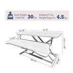 JVNOXK Convertisseur de bureau 32 pouces à hauteur réglable, bureau assis-debout, poste de travail informatique double moniteur, bureau debout avec large support de clavier