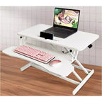 JVNOXK Convertisseur de bureau 32 pouces à hauteur réglable, bureau assis-debout, poste de travail informatique double moniteur, bureau debout avec large support de clavier