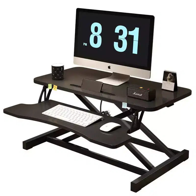 JVNOXK Convertisseur de bureau 32 pouces à hauteur réglable, bureau assis-debout, poste de travail informatique double moniteur, bureau debout avec large support de clavier