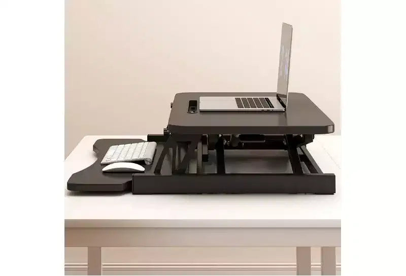 JVNOXK Convertisseur de bureau 32 pouces à hauteur réglable, bureau assis-debout, poste de travail informatique double moniteur, bureau debout avec large support de clavier