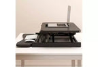 JVNOXK Convertisseur de bureau 32 pouces à hauteur réglable, bureau assis-debout, poste de travail informatique double moniteur, bureau debout avec large support de clavier