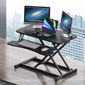 JVNOXK 32-inch Desk Converter Adjustable Height Sit-Stand Desk, Dual Monitor Computer Workstation, Standing Desk with Wide Keyboard Tray