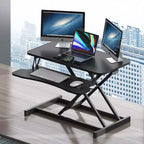 JVNOXK 32-inch Desk Converter Adjustable Height Sit-Stand Desk, Dual Monitor Computer Workstation, Standing Desk with Wide Keyboard Tray