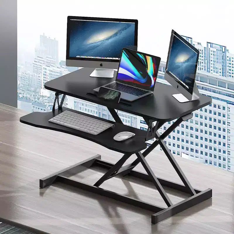 JVNOXK 32-inch Desk Converter Adjustable Height Sit-Stand Desk, Dual Monitor Computer Workstation, Standing Desk with Wide Keyboard Tray