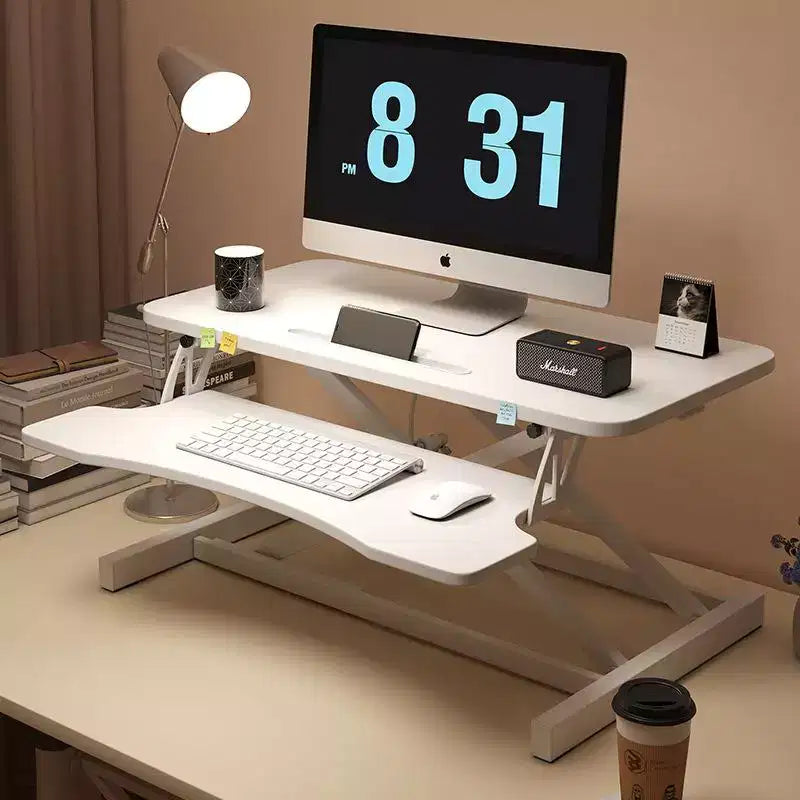 JVNOXK Convertisseur de bureau 32 pouces à hauteur réglable, bureau assis-debout, poste de travail informatique double moniteur, bureau debout avec large support de clavier