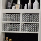 JVNOXK Armoire à Bijoux Verticale Rotative à 360° avec Rangement, Armoire à Bijoux Rotative à 360° avec Miroir Pleine Longueur, Armoire de Rangement Verrouillable Blanche