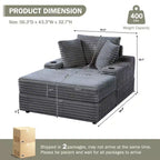 Fauteuil crapaud surdimensionné en velours côtelé - Canapé convertible rembourré d'intérieur Cloud, pouf de rangement, 3 oreillers, lit individuel pour salon