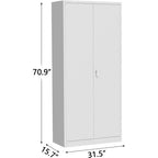 Armoire en acier laminé à froid avec poignées - Armoire à panneaux réglables, acier de 0,6 mm d'épaisseur, meuble en fer, 2 portes, armoire en acier H180xL80xP40CM