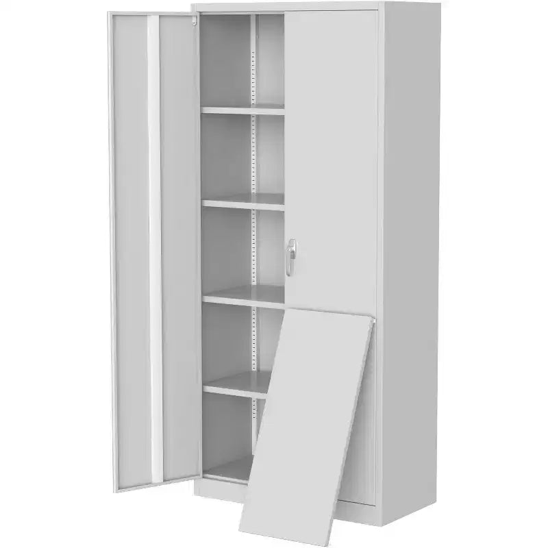 Armoire en acier laminé à froid avec poignées - Armoire à panneaux réglables, acier de 0,6 mm d'épaisseur, meuble en fer, 2 portes, armoire en acier H180xL80xP40CM
