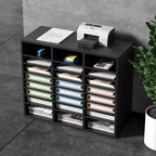 Organisateur de documents en bois à 24 compartiments avec étagères amovibles pour bureau, salle de classe, casiers à courrier, rangement de documents, finition noire