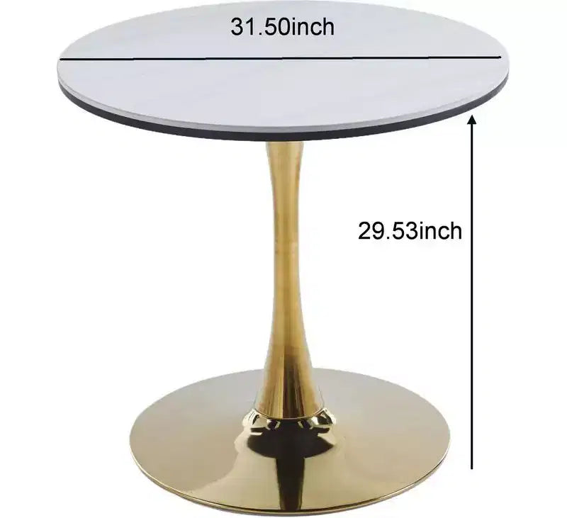 Table de salle à manger Tulip de 31,5 pouces, de style Mid-Century, avec plateau rond en MDF et pieds en métal, pour 2 à 4 personnes