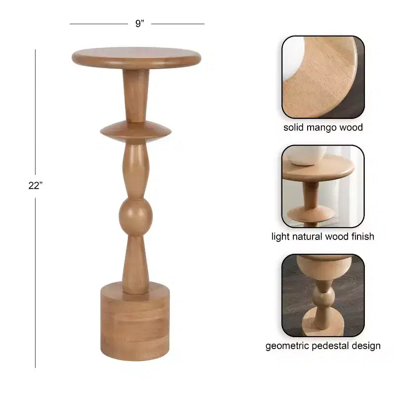 Table d'appoint Kate and Laurel Avenal, 9x9x22, Naturel