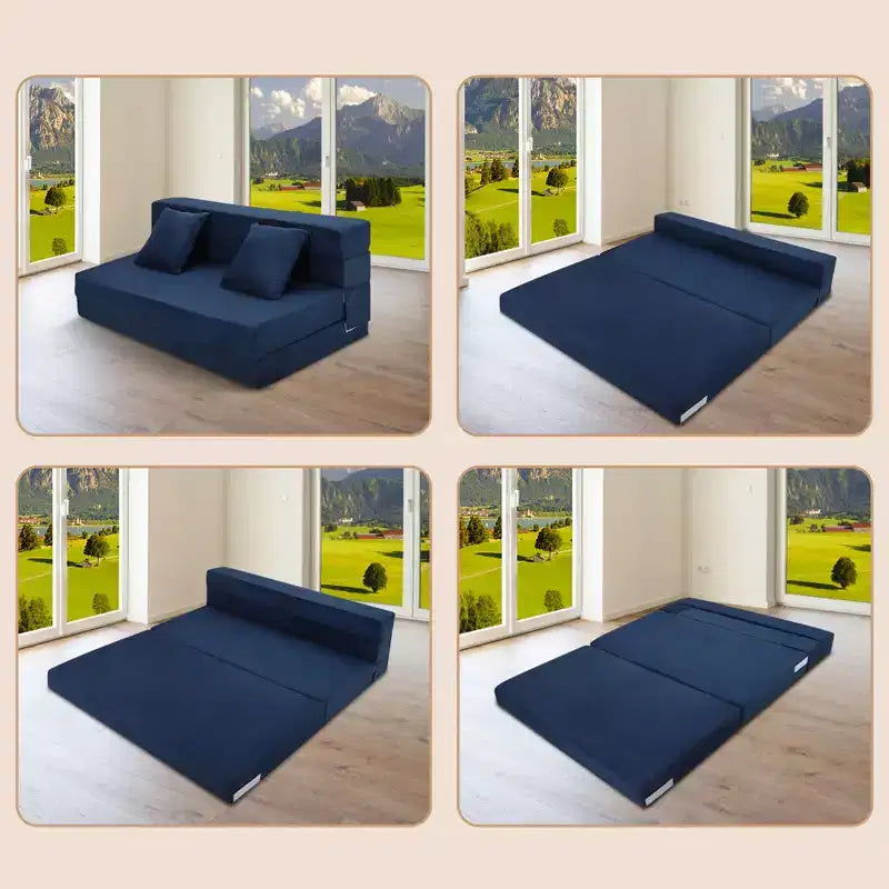 Canapé-lit pliable avec oreillers, canapé convertible en mousse à mémoire de forme, canapé de sol moderne de style japonais, lit de repos pour salon/bureau à domicile.