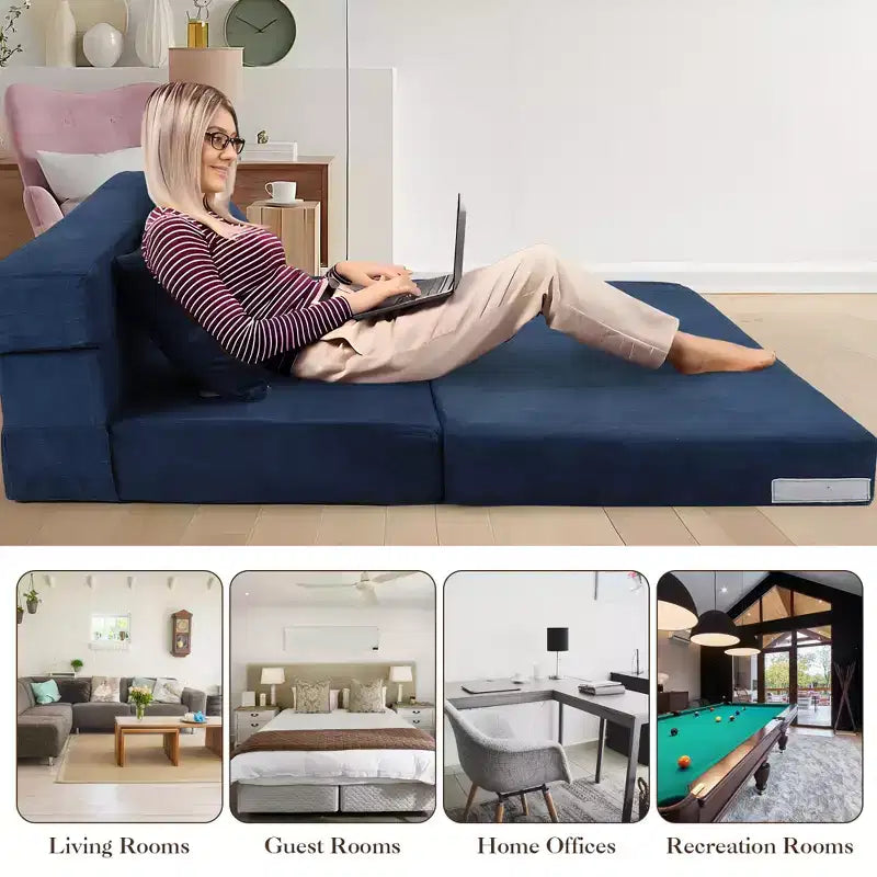 Canapé-lit pliable avec oreillers, canapé convertible en mousse à mémoire de forme, canapé de sol moderne de style japonais, lit de repos pour salon/bureau à domicile.