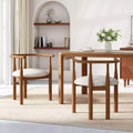 GDFStudio Katya Mid-Century Modern Rubberwood Upholstered Dining Chairs with Curved Backrest (Set of 2)