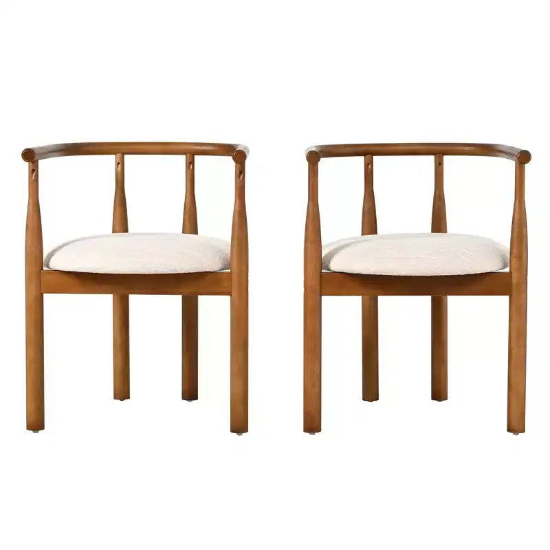 Chaises de salle à manger GDFStudio Katya de style moderne du milieu du siècle en bois d'hévéa avec dossier incurvé (lot de 2)